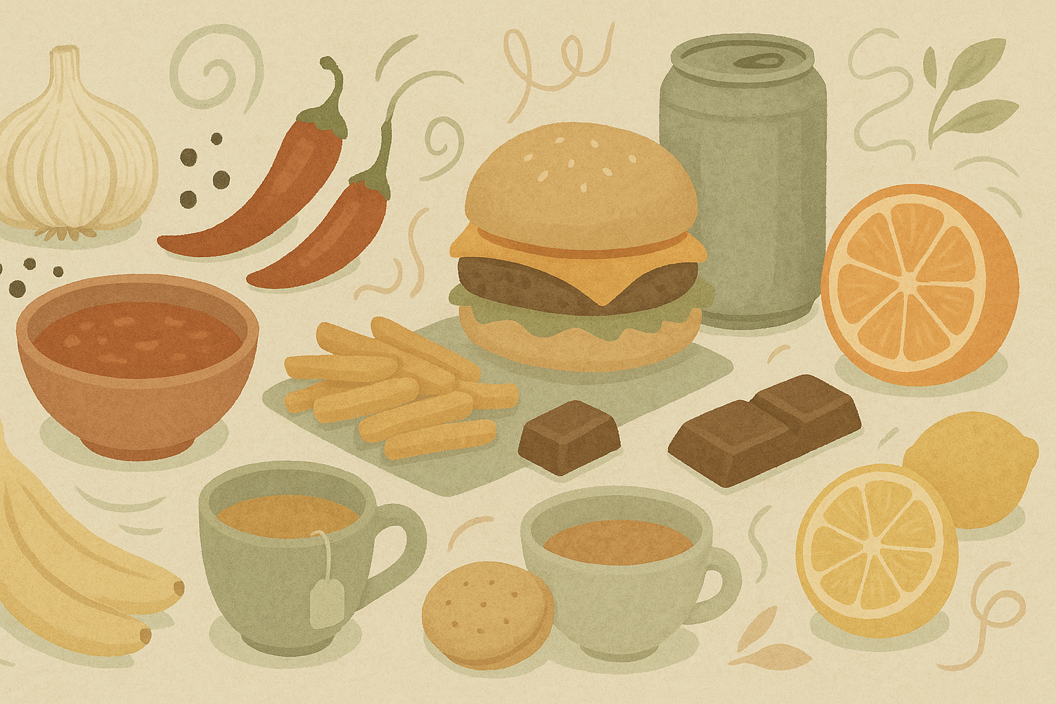 Various trigger foods illustration